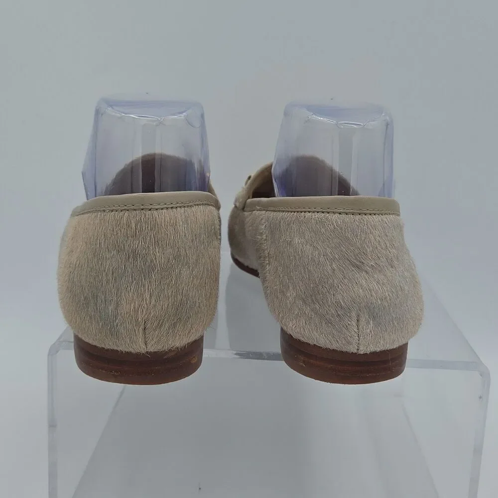 Sam Edelman Loraine Loafers Size 8.5 M Mink Beige Calf Hair Gold Bit Slip On